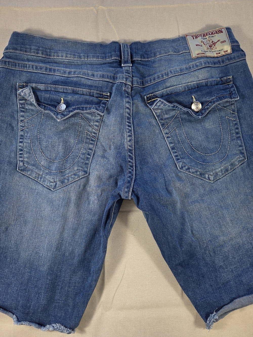 True Religion Ricky Relaxed Straight Denim Shorts 40